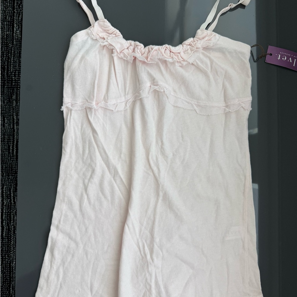 Velvet Pink Ruffle Tank Top
